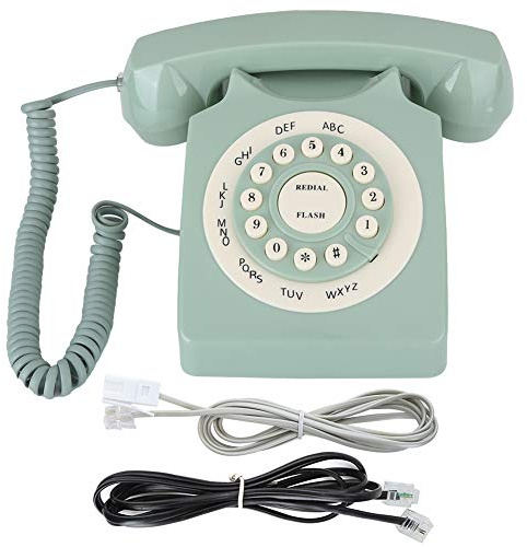 Teléfono Fijo Vintage, Decoración Europea Antigua con Material ABS Verde para Oficina y Hogar