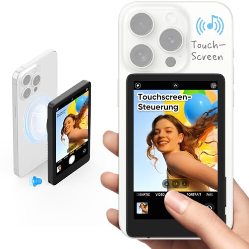 ROTTOGOON Handy Selfie Monitor, Magnetisches Selfie Touchscreen Monitor, Geeignet für Selfies, Vlog- und TikTok-Liveübertragungsszenen, Kompatibel mit iPhone und Android(Schwarz)