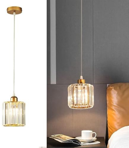 jengush Hängelampe Mit Batterie, Batteriebetriebene Pendelleuchte Mit Fernbedienung, Wiederaufladbare Lichtquelle Keine Hardwiring Installation,Hängeleuchte Ohne Stromanschluss 9 Farben Dimmbar(Gold)