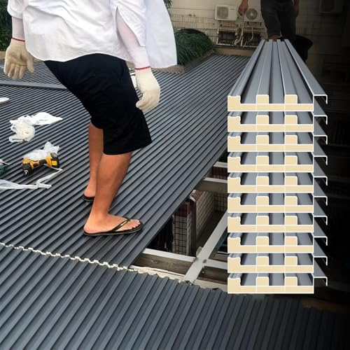 Roofing Sheets 10 Pcs All-Weather Corrugated Metal Sheets, Versatile Roof Cladding Shingles w/Polycarbonate Fill, Roofing Panels for Pergola Stables Storage(L-2m/6.6ft)