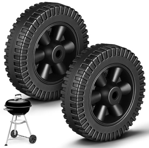 Lot de 2 Roues pour Barbecue 15,2 cm, Roues Plastique, Alésage 1 cm | Pièces de rechange pour barbecue, roues de 4 cm de large pour chariot de barbecue à gaz, charbon ou électrique