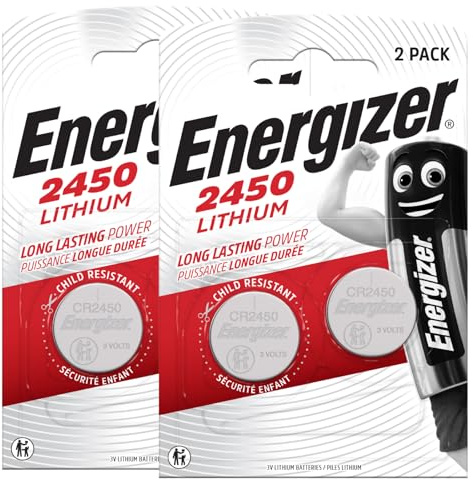 Energizer Lithium CR2450 Batterie 3V al Litio Specialistiche Alte Prestazioni Lunga durata per Piccoli Dispositivi Telecomandi Giocattoli Orologi e Portachiavi - 2 Blister da 2 Pile