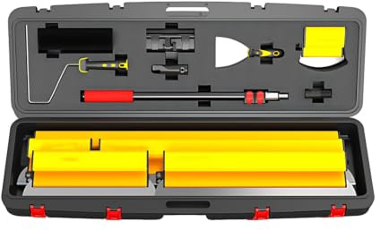 Herramientas Suavizado Inox, Cuchillas 15cm-100cm, Mango 120cm, Estuche para Tablaroca, Remoción Papel Tapiz, Reparación Muros, Acabado Obra, Trabajos Reforma(Yellow)