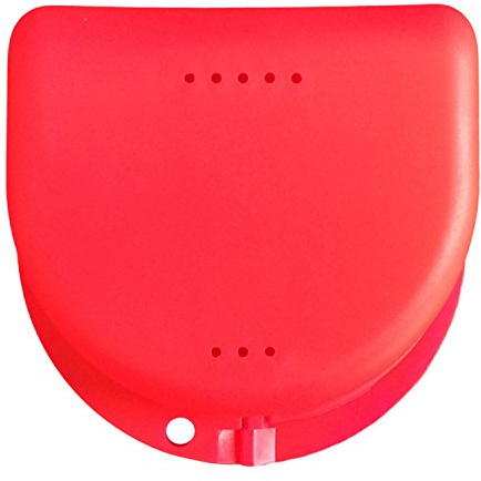 Étui de rangement pour appareil dentaire, protège-dents, gouttière anti-bruxisme, dentier, etc. (rose intense translucide)