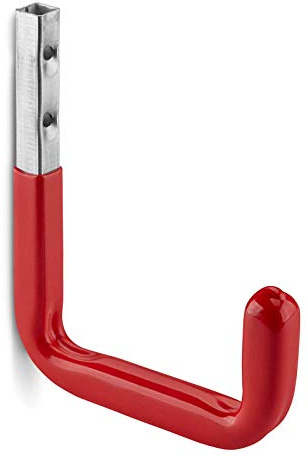 OrgaTech 6 x Wandhaken 140 x 115 mm rot bis 30 Kg Tragkraft mit Gummierung | Gerätehalter Montagehaken Allzweckhaken Bodenträger