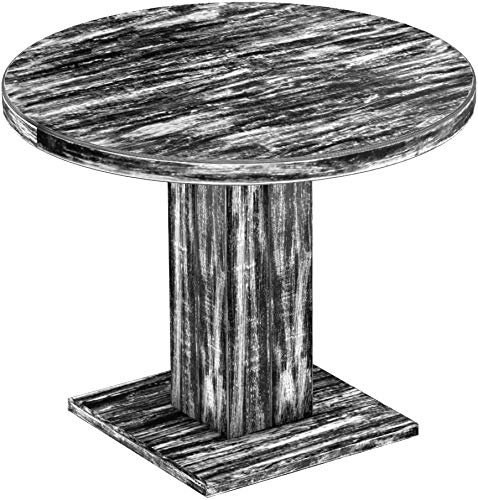 B.R.A.S.I.L.-Möbel Brasilmöbel Säulentisch Rio UNO Rund 100 cm Shabby Antik Ebenholz Tisch Esstisch Pinie Massivholz Esszimmertisch Holz Küchentisch Echtholz Größe und Farbe wählbar