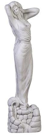 gartendekoparadies.de Statue Venus auf Wasserspiel, Steinfigur, H. 72 cm, 15 kg, Grau, frostsicher aus Steinguss für Außenbereich