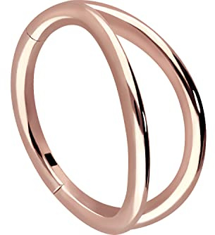 PIERCINGLINE Kirurgiskt stål segmentring clicker | 2 ringar | piercingring näsa septum öronhelix | val av färg och storlek e 8 mm innerdiameter, colore: Roséguldfärger, cod. SLX2111-RO-8