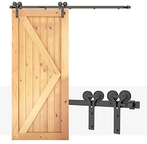 CCJH Schiebetüren Schiebetürsystem, 4FT (122cm) Laufschiene Schiebetuer Y Form Rolle Set fuer Schiebetür Holz Barn Door Hardware