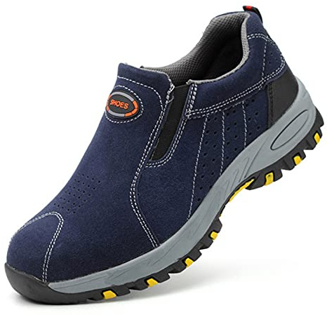 Säkerhetsskor Arbetsskor Herr Dam Stålskor Lätta Skyddsskor Med Stålhätta Sport Andas Unisex (Color : Blue, Size : 41)