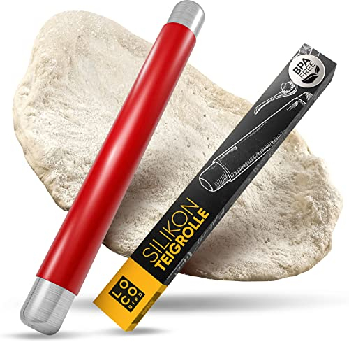Loco Bird Mattarello - rullo di pasta in silicone senza manici BPA free - accessori da forno per fondente, pizza, torta, pasta e pasta frolla - con rivestimento antiaderente - rosso