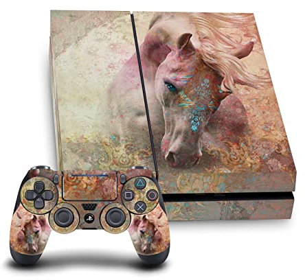 Head Case Designs Offiziell Offizielle Jena DellaGrottaglia Pferd Tiere Vinyl Haut Gaming Aufkleber Abziehbild Abdeckung kompatibel mit Sony PlayStation 4 PS4 Console and DualShock 4 Controller Bundle
