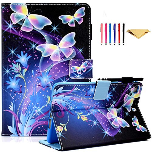 AUSMIX Hülle für iPad 9/8/7 (10,2 Zoll, Modell 2021/2020/2019, 9./8./7. Generation), iPad Air 3 Hülle 2019, PU Leder Schutzhülle mit Stand & Auto Schlafen/Wachen für iPad 10,2 Zoll, Schmetterling