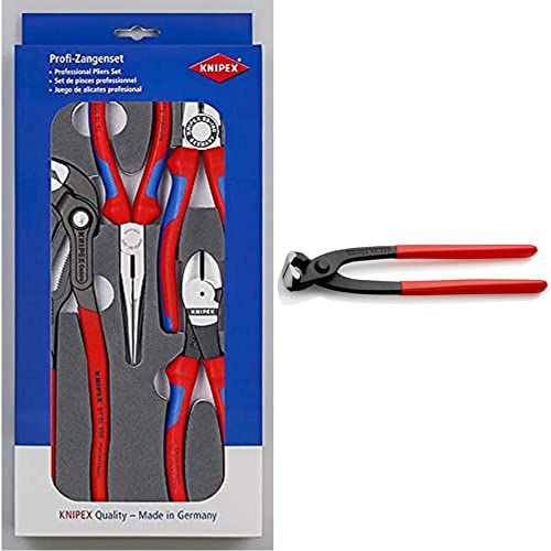 KNIPEX Zangen-Set in Schaumstoffeinlage 00 20 01 V15 & Monierzange (Rabitz- oder Flechterzange) (250 mm) 99 01 250