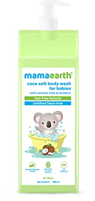 MAMAEARTH Coco Soft Baby Body Wash for Kids, 13.53 fl oz (400ml) – Gently Cleanses & Nourishes, with Coconut Milk & Turmeric, Tear-Free Formula, Safe for Sensitive Skin, Newborns & Toddlers