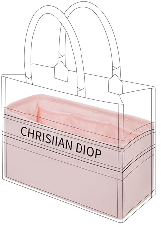 DGAZ Taschen Organizer Einsatz, Seide Taschenorganizer für Dior Book Tote Mini/S/M/L Tasche, Seidige Berührung Bag in Bag Organizer (Rosa, Medium) | Luxuriöse Satin-Innentasche, Perfekte Passform, Sanfter Schutz, Leicht