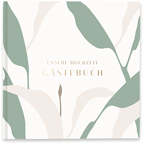 Hugs & Joy Gästebuch für Hochzeit mit Goldfolie-Veredelung - 88 Leere Seiten aus 170 g/m² Hochwertigem Papier - Sage Blush