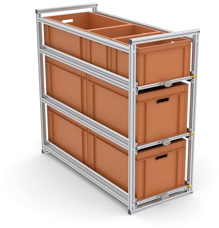 Heckauszug 120cm mit drei Etagen, 220kg Schwerlastauszug mit Einhandbedienung, ideal für Wohnmobile und Van (Ebenen: 3)