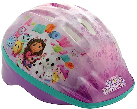 Gabby's Dollhouse Kids Bike Helmet Officially Licensed Character Design Robust EPS Inner Material, Adjustable Size, Ventilated Shell for Cooling Suitable for Head Sizes 48-52cm