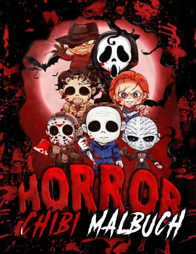 Horror Malbuch: Gruselige Chibi Illustrationen zum Ausmalen- Halloween Malvorlagen für Erwachsene, Frauen - Serienmörder für Fans zum Entspannen und Stressabbau