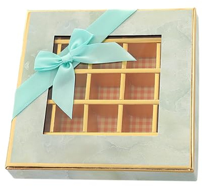 Sharplace Pralinenschachtel, leer, 9 Fächer, Geschenkbox, Mehrzweck-Valentinstag-Keksschachteln, Süßigkeitenschachtel für Freundin, Freund, Hochzeit, Geburtstag, Grün