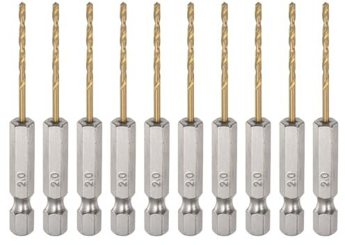 QUARKZMAN 10 Stück Hss Spiralbohrer 2mm Titanbeschichtung Holzbohrer 1/4 Zoll Griffdurchmesser Hochwertiger Sechskantschaft-Bohrer für Edelstahl, Holz, Metall, Kunststoff
