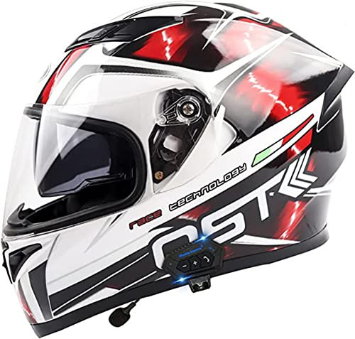 Casques de moto Bluetooth modulaires à double visière rabattable, intégral, approuvé DOT, pour moteur de course de vélo de rue H,L/(59~60cm)