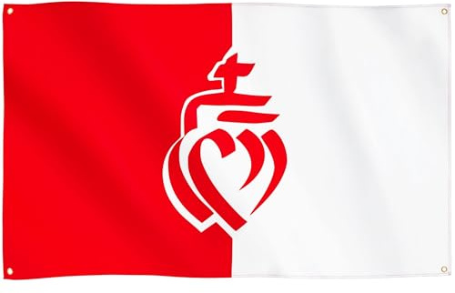 Runesol Bandera de Vandea, 91x152cm, 3ft x 5ft, 4 Ojales, Ojal en Cada Esquina, Departamento de Vendee, Sagrado Corazón, Alsacia-Lorena, Banderas Premium, Interior, Exterior