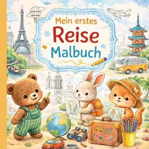 Reise Malbuch für Kinder ab 2: Mein erstes Urlaubs Kritzelbuch mit 50 Motiven