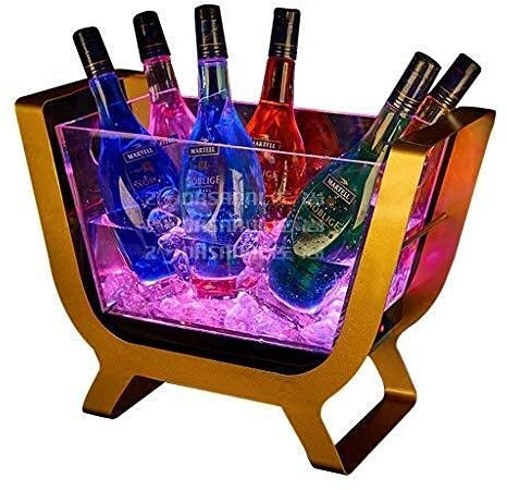 DDKYHU Seau à Glace LED à Changement de Couleur - Seau de Refroidissement - Barre carrée - Seau à Glace - Champagne, vin, Boissons - Seau à bière - Décoration de la Maison (S)