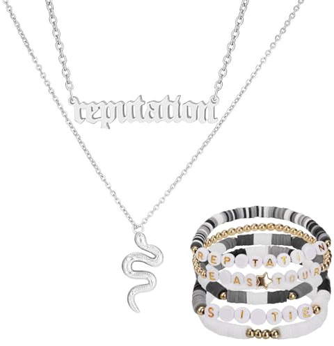 FIDWALL Ensemble de bijoux pour fans de chanteurs, collier et bracelet d'amitié, collier ras du cou à breloques pour les fans de chanteurs, adolescentes, tenue de concert pour femmes et filles