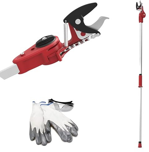 KAMIKAZE Échenilloir Coupe-Branches Premium 1,6 m Avec Mécanisme De Poulie Pour Réduire L’Effort. Sécateur En Hauteur Avec Tête Rotative et Lames en Acier SK5 avec Revêtement Antiadhésif. Modèle KM-63