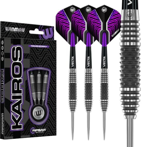 WINMAU Darts Kairos 21g 90% Professionella Volfram Stålspets Dartset med Dartflyg och Dartstammar