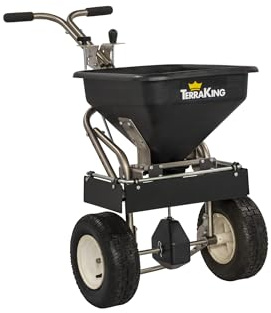 TerraKing 70 lb Capacity Commercial Push Spreader, Commercial Applications of Rock Salt, Ice melt, Fertilizer, Grass Seed