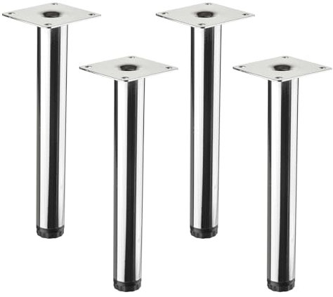 4 piedini per mobili SOTECH LIMA Altezza 200 mm, Ø 25 mm Altezza regolabile 10 mm Cromo lucido Piedini per vetrine Piedini per zoccoli Piedini per armadietti