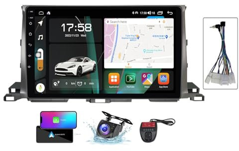 Générique Autoradio Android 13 pour Toyota Highlander 3 XU50 2013-2018 Écran Tactile 9 Pouces Android Auto avec FM AM RDS Dab+ Radio/DSP/WiFi/Commandes au Volant/+ Caméra de recul DVR (A,NF-7)