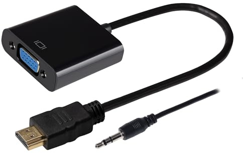 Maplin HDMI to VGA Female Adapter with 3.5mm Audio Jack, 1080p Support, Compatible with PCs, Laptops, Ultrabooks, Chromebooks, Raspberry Pi, Roku, PS3, Xbox, and More