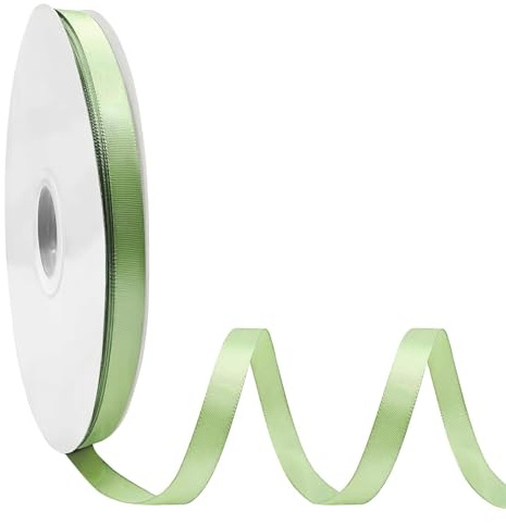 91 Meter Schleifenband Grün Grün 6 mm, aus Polyester Perfekt,seidenband für Hochzeiten Geschenkpacks Bastelprojekte und Dekorationen