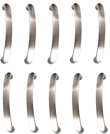 BSLVV 10 Pack Cabinet Handles Wardrobe Door Handle, Aluminum Kitchen Cabinet Door Handles Pull, 128mm Hole Centre Sliver Cabinet Handles for Cabinets Cupboard Closet Bathroom Dresser