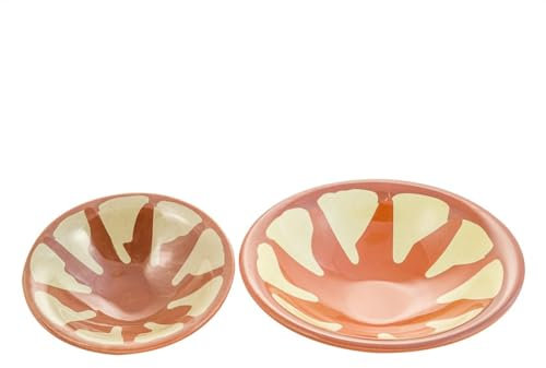 Genérico - Juego de 12 platos mezcladores de melamina, naranja y amarillo, 20 cm y 17 cm, diseño de rayas