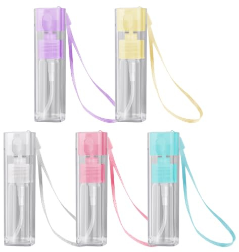 GGUFAY 5 Piezas 10ml Mini Botella Spray, Botella de Pulverizadora Portátil Viaje,Botella de Spray rellenable Vacío,para Aceites Esenciales, Limpieza, Perfume