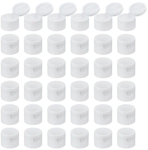 OLYCRAFT 36pcs 20/410 bouchons de Distribution à Rabat Blancs de Remplacement pour Condiments Réutilisables en Plastique pour Shampoing Crème Hydratante Flacons Souples Diamètre Intérieur-20mm
