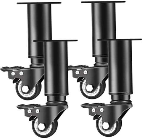 Rachlicy 5PCS Adjustable Furniture Legs with Swivel Castors Mute Table Leg Extenders with Brake Furniture Feet for Cupboard Bed Sofa Couch Bedside Table