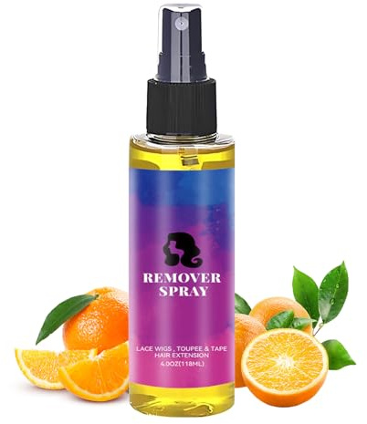 Tape Hair Extension Remover & Lace Glue Remover Spray – Fast Acting Citrus Flavor Solvent for Wigs, Toupees, Poly Hairpieces & Tape-Ins – Gentle, No Residue Formula (118ml / 4oz)