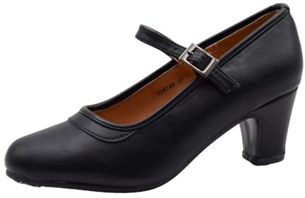 PASARELA - Zapatos de Baile Flamenco de Piel Vegana con Clavos para Mujer Color Negro Sintético Mujer Color: Black Talla: 39
