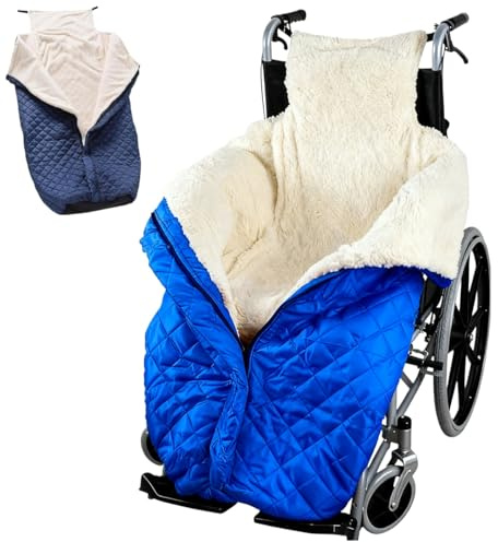 Coperta impermeabile antivento per sedia a rotelle, copertura termica a doppio strato, copertura completa delle gambe, morbida tasca in peluche con cerniera per sedie reclinabili