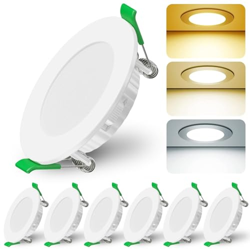 ACELIFE LED Einbaustrahler 230V Dimmbar, 5W Einbauleuchten Deckenspots Deckenstrahler Lochöffnung Ø 70-75 mm, IP44 Ultra Flach LED Spots 3000K/4500K/6500K für Badezimmer Wohnzimme