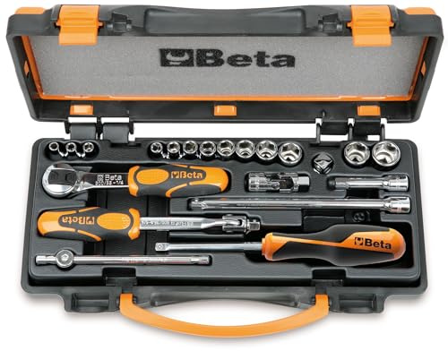Beta 900/C13-8 - Assortimento di 13 chiavi a bussola esagonali e 8 accessori in cassetta di lamiera | attacco quadro1/4"