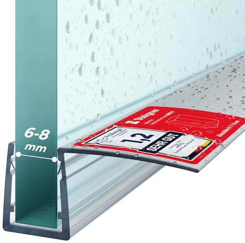 STEIGNER Duschtätnings list, 180cm, 6/7/ 8 mm tjockt glas, rak PVC-tätning, UK11
