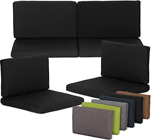 Beo Lot de 8 Coussins de Salon Monaco - Résistants aux intempéries et à l'eau - avec Fermeture éclair - Convient pour Les Meubles de Salon Allibert - Grand Rembourrage Anthracite